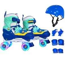 Patins Dinossauro Quad 4 Rodas Infantil Tamanha Regulável Com Rodinhas de LED C/ Bolsa + KIT PROTEÇÃO