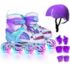 Patins Inline Roller Ajustável C/ Led Sereia Lançamento + BOLSA + KIT PROTEÇÃO!