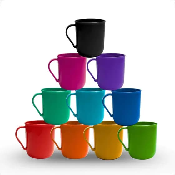 Kit 10 Canecas Plásticas Premium 400ML Escolar Para Merenda Cantina Creche Festas e Eventos