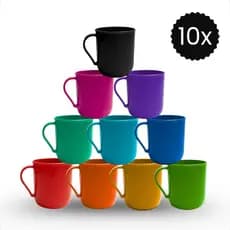 Kit 10 Canecas 400ML Em Plástico Premium Para Escolas Merenda Creche Cantina Café Festas e Eventos