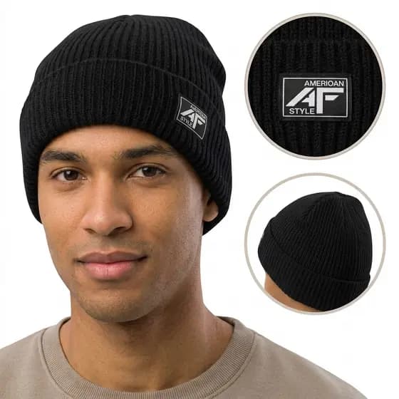 Gorros Touca Adulto Unissex Básica Lã Preta Inverno