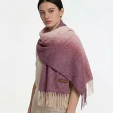 Cachecol Unissex de Caxemira para Outono/Inverno, Uso Duplo com Franja (250g) - Xale Feminino