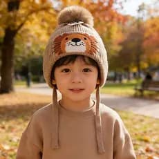 Touca Infantil de Lã Com Pompom Para 2-8anos Inverno Para Menino e Menina Para Crianças Frio