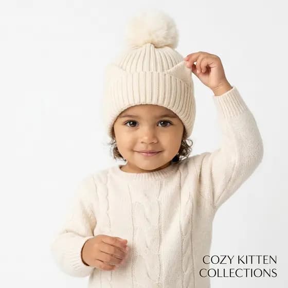 Gorro Infantil com Pompom - Forrado e Quente para Inverno 2026, Meninos e Meninas