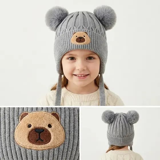 Gorro Infantil de Tricô, Quente e Fashion, para Meninos e Meninas de 1-5 Anos