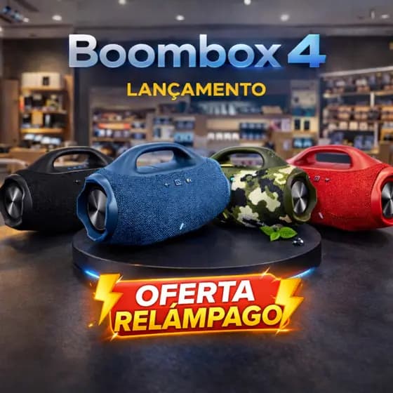 Lançamento Boombox 4 GIGANTE 35CM ou 25cm ALTA POTÊNCIA, bluetooth 14H de Som , pen-drive , SD , Entrada Tipo-c