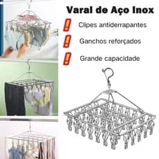 Varal Inox com 30/40/60 Prendedores, Multifuncional para Roupas Íntimas e Peças Pequenas