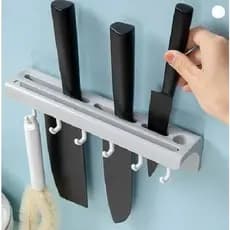Kitchen Utensil & Knife Storage Rack, Adhesive Hooks Included, Space-Saving Compact Organizing Solution