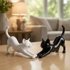 Kit 2 Gatos Decorativos Minimalistas Escultura Decoração Moderna Quarto Sala Escritorio Presentes Casa