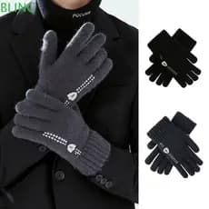 Luvas De Tela Sensível Ao Toque BLING , Malha De Pelúcia Espessadas À Prova De Frio Condução Quentes Vento Masculinas