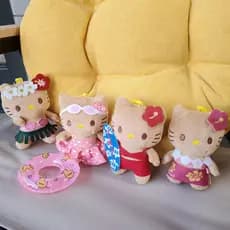 Sanrio Hawaii Beach Series Brinquedo De Pelúcia Hello Kitty Chaveiro Boneca Recheada Presente Para Crianças