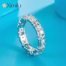XIIMLU♥ Original Moissanite Cross XO Forma Anel De Prata Fêmea Ouro Branco Jóias anel feminino de casal vintage 925 anéi