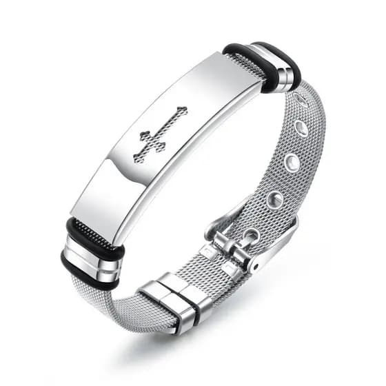 Ht Bracelete de Aço Titânio Colorfast Mesh Men Cross Bracelet Pulseira de Aço Inoxidável