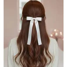 Laço De Cabelo Fita Cetim Feminino Grande Reto Luxo Cabelo Festa Casual Casamento Estilo Dorama