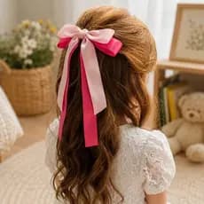 Laço de Cabelo de Cabelo Duplo Fita de Cetim Casual e Festa Adulto e Infantil