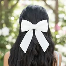 Laço De Cabelo Com Presilha Em Linho Com Pontas Adulto ou Infantil Acessório Feminino De Cabelo