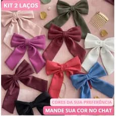 Kit 2 Laços De Cabelo De Linho Grandes com Presilha | Artesanais | Adulto ou Infantil | Casamento e Casual