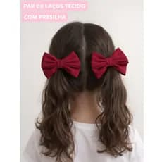 Par Laço De Cabelo Infantil Delicado de Tecido com Presilha 2 Unidade - Casual e Festa Junina