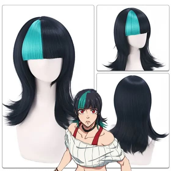 Peruca de Cosplay Anime Jujutsu Kaisen Kirara Hoshi 45cm, Cabelo Sintético Resistente ao Calor 7X1M