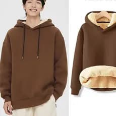 Moletom Masculino Solto de Lã com Forro de Pele de Cordeiro Espessa para o Inverno C94T