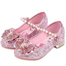 Sapatos de Salto Alto para Meninas YE7S com Base de Cristal em Forma de Borboleta, Estilo Princesa Frozen, Outono ITM7