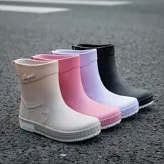 Botas de Chuva Femininas Cherry cc Fashion, Cano Médio, Impermeáveis, Antiderrapantes, Leves JRYD