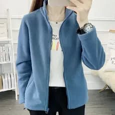 Jaqueta Feminina de Fleece Polar Quente para Atividades ao Ar Livre com Manga Longa, Bolso e Zíper SO9G
