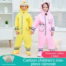 Conjunto de capa de chuva impermeável para crianças Siele, capa de chuva de corpo inteiro para bebês, meninos e meninas,