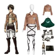 Fantasia de Cosplay de Ataque Em Titã Shingeki Kyojin Mikasa Ackerman Capa Cinto Espartilho Shor