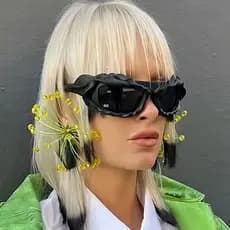 2026 óculos de sol masculino europeu americano legal Retro Hip Hop Dic forma côncava Cyberpunk óculos feminino