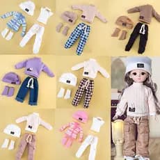 Novo 30CM Boneca Gorda Roupas Meninas Vestir Brinquedos De Lã Calças Chapéu Meias Traje Da Moda