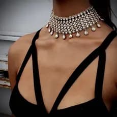 Moda Europeia E Americana Novo Grande Nome Exagerado Diamante Gota De Água Pedra Preciosa Colar Curto