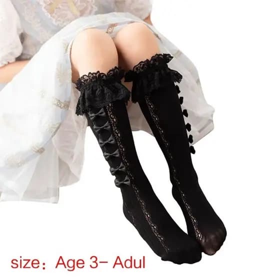 hi Meias Modernas Até A Panturrilha Com Decoração De Laço Para Meninas Confortáveis E Elegantes Na Altura Do Joelho Em T