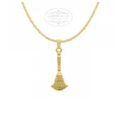Pingente Vassoura Orixá banhado a Ouro 18k Umbanda Candomblé + corrente 60 cm