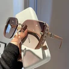 2025 novo estilo moda corte-borda óculos de sol meia armação de alta qualidade na moda simples óculos de sol feminino Fl