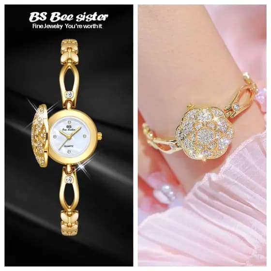 Retro Flip Light luxo camélia pulseira relógio elegante feminino FA1810