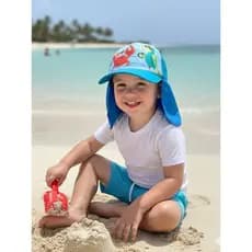 BONÉ BEBÊ CARANGUEJO AZUL COM PROTETOR DE PESCOÇO