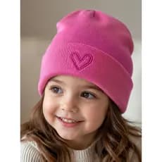 TOUCA INFANTIL ROSA - BORDADO CORAÇÃO - 4 A 10 ANOS