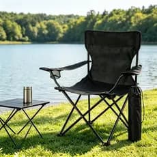 Cadeira Portátil Dobrável com Porta Copos Pesca Camping Praia Encosto 200kg