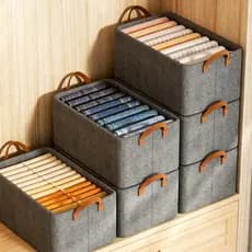 Kit 2/4 Caixas Organizadoras Dobrável–Multiuso Oxford Reforçado Resistente E EcológicoArmazenamento de roupas para quart