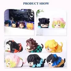 Demon Slayer Q Versão Deitado Figura Brinquedo Anime Kimetsu no Yaiba Tanjiro Nidouzi Inosuke Zenizu PVC Estatueta Model