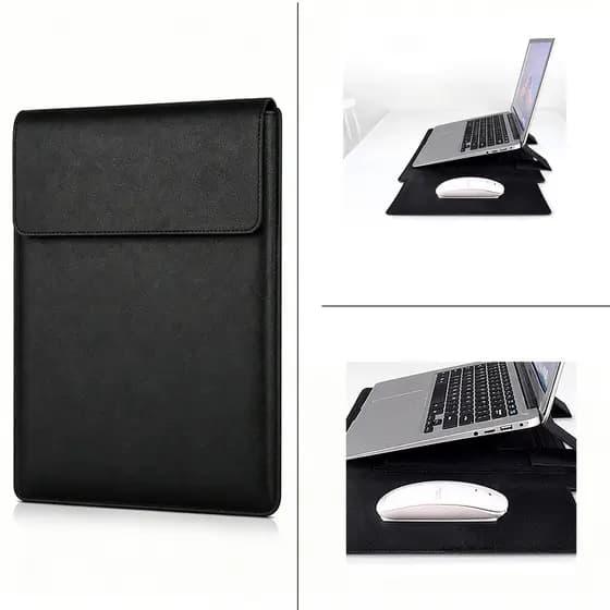 Bolsa de Couro para Notebook 13 e 16 pol, para M2/M3,Resistente à Água e Desgaste, Suporte Integrado, Postura Ergonômica