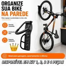 Gancho Parede Bike Aço Carbono Suporte Pendurar Kit 1/2/3/4 Peças Fácil Instalar Organizador Casa Apartamento Garagem