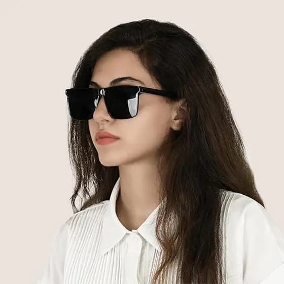 Black Sunglasses, Square Frame, Sun Protection for Men and Women