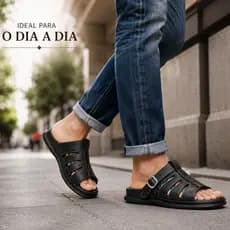 Sandália Masculina Ortopédica Franciscana Confortável Ajustável Antiderrapante Anatômica Uso Diário