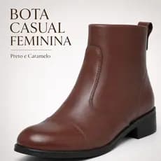 Bota Feminina Cano Curto Zíper Lateral Casual Confortável Elegante Moda Inverno