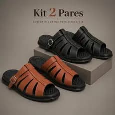 Kit 2 Pares Sandália Masculina Franciscana Anatômica Confortável Antiderrapante Casual
