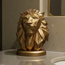 Busto de Leão Decorativo Escultura Moderna Estilo Geométrico Luxo para Sala Escritório Presente
