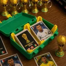 Porta Figurinhas Copa do Mundo 2026 com Chaveiro Taça Organizador Colecionador Futebol Compacto