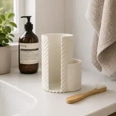 Porta Algodão em Disco e Cotonetes Organizador para Banheiro Bancada Decorativo Moderno Premium